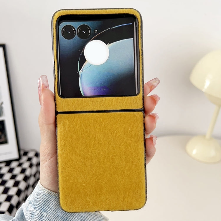 For Motorola Razr 50 Mink Plush PC Phone Case(Yellow) - Motorola Cases by buy2fix | Online Shopping UK | buy2fix