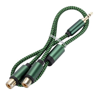 3.5mm Male to 2 RCA Female Audio Cable Amplifier Connector, Length:3m(Green) - RCA Cable by buy2fix | Online Shopping UK | buy2fix