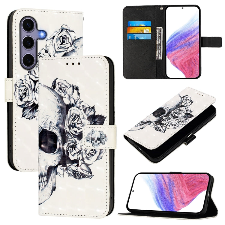 For Samsung Galaxy S25 5G 3D Painting Horizontal Flip Leather Phone Case(Skull) - Galaxy S25 5G Cases by buy2fix | Online Shopping UK | buy2fix