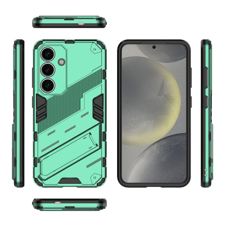 For Samsung Galaxy S25 5G Punk Armor 2 in 1 PC + TPU Shockproof Phone Case with Invisible Holder(Green) - Galaxy S25 5G Cases by buy2fix | Online Shopping UK | buy2fix