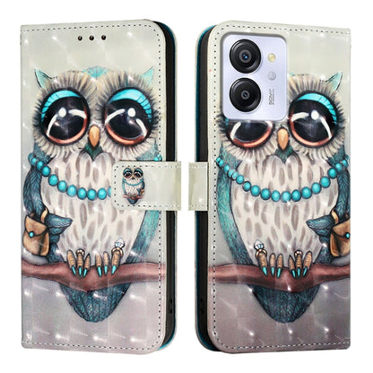 For Blackview Color 8 3D Painting Horizontal Flip Leather Phone Case(Grey Owl) - More Brand by buy2fix | Online Shopping UK | buy2fix