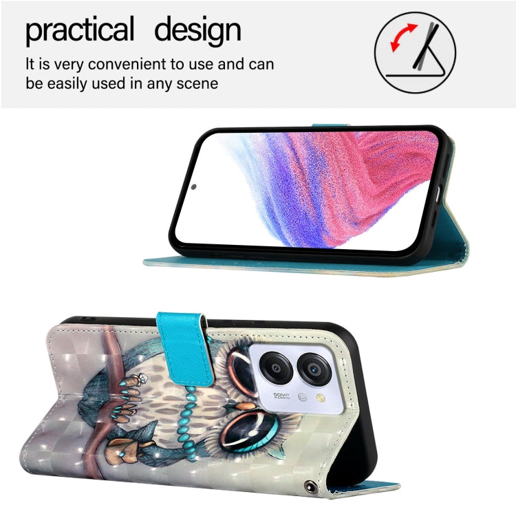 For Blackview Color 8 3D Painting Horizontal Flip Leather Phone Case(Grey Owl) - More Brand by buy2fix | Online Shopping UK | buy2fix