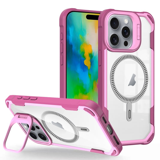 For iPhone 16 Pro Transparent Acrylic MagSafe Lens Holder Phone Case(Pink) - iPhone 16 Pro Cases by buy2fix | Online Shopping UK | buy2fix