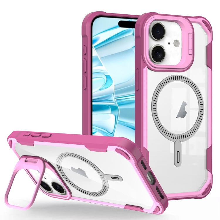 For iPhone 16 Plus Transparent Acrylic MagSafe Lens Holder Phone Case(Pink) - iPhone 16 Plus Cases by buy2fix | Online Shopping UK | buy2fix