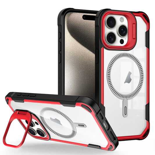 For iPhone 15 Pro Max Transparent Acrylic MagSafe Lens Holder Phone Case(Red) - iPhone 15 Pro Max Cases by buy2fix | Online Shopping UK | buy2fix