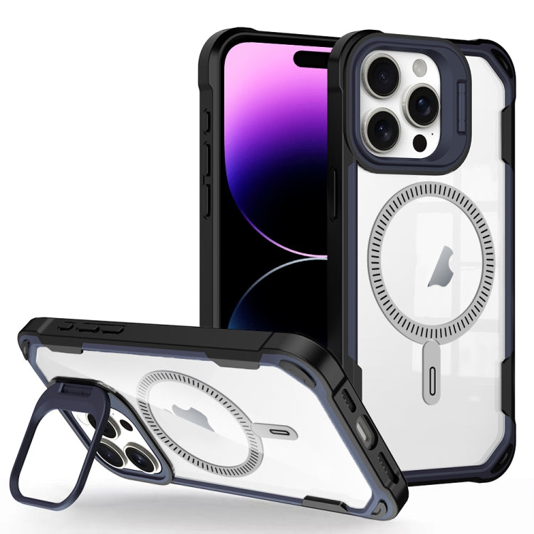 For iPhone 14 Pro Max Transparent Acrylic MagSafe Lens Holder Phone Case(Navy) - iPhone 14 Pro Max Cases by buy2fix | Online Shopping UK | buy2fix