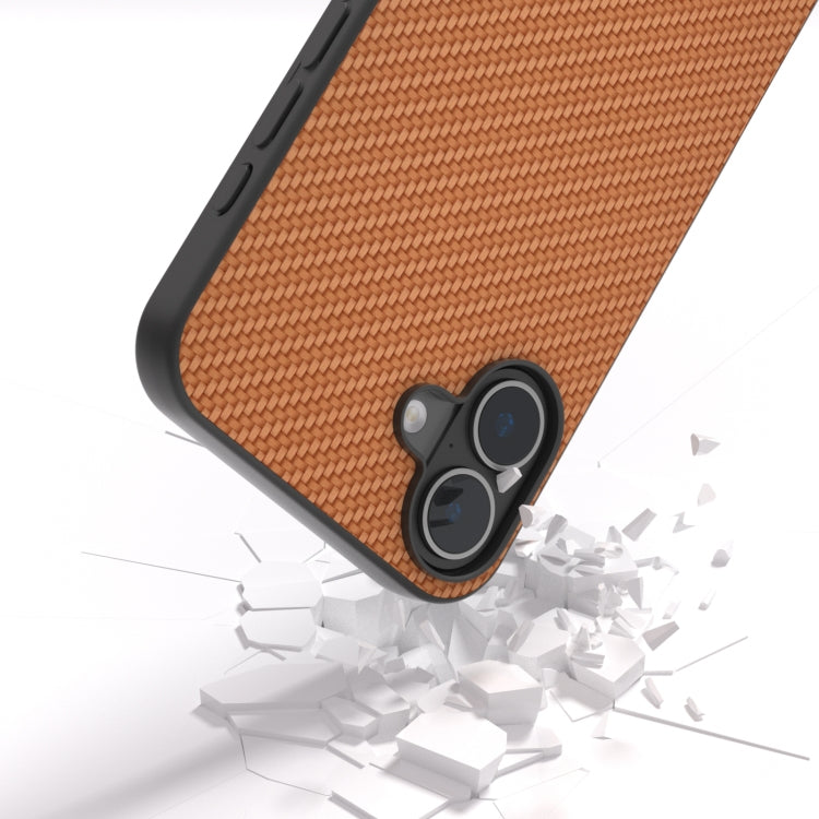 For iPhone 16 Plus Carbon Fiber Texture Protective Phone Case(Light Brown) - iPhone 16 Plus Cases by buy2fix | Online Shopping UK | buy2fix