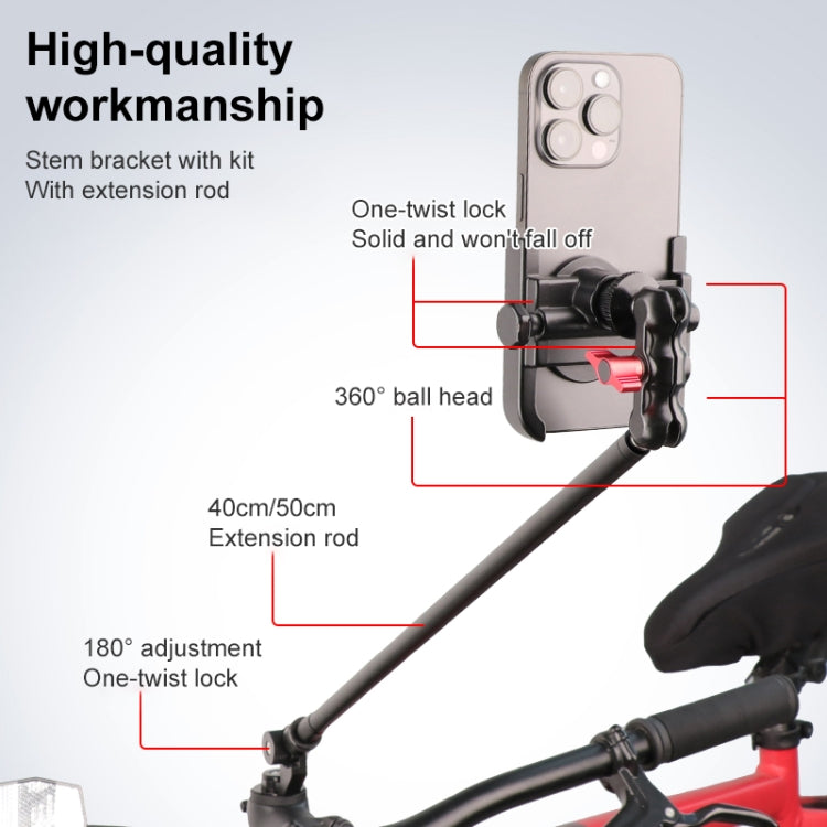 Bicycle Handlebar Holder Pea Clip Phone Clamp 50cm Rod Set - Bicycle Handlebar Mount by buy2fix | Online Shopping UK | buy2fix