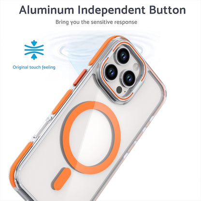 For iPhone 16 Plus Dual-Color Clear Acrylic Hybrid TPU Lens Flip Holder MagSafe Phone Case(Blue) - iPhone 16 Plus Cases by buy2fix | Online Shopping UK | buy2fix