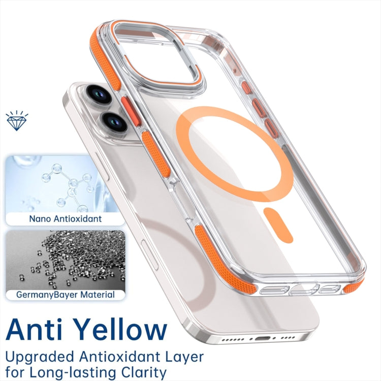 For iPhone 14 Plus Dual-Color Clear Acrylic Hybrid TPU Lens Flip Holder MagSafe Phone Case(Red) - iPhone 14 Plus Cases by buy2fix | Online Shopping UK | buy2fix