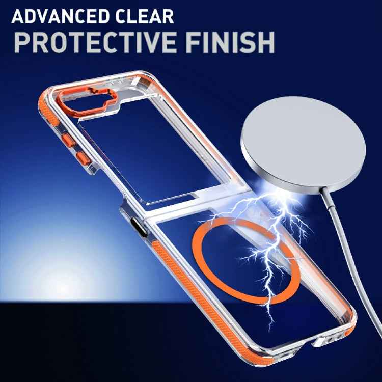 For Samsung Galaxy Z Flip6 Dual-Color Clear Acrylic Hybrid TPU MagSafe Phone Case(Orange) - Galaxy Z Flip6 5G Cases by buy2fix | Online Shopping UK | buy2fix