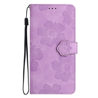 For Samsung Galaxy S25+ 5G Flower Embossing Pattern Leather Phone Case(Purple) - Galaxy S25+ 5G Cases by buy2fix | Online Shopping UK | buy2fix