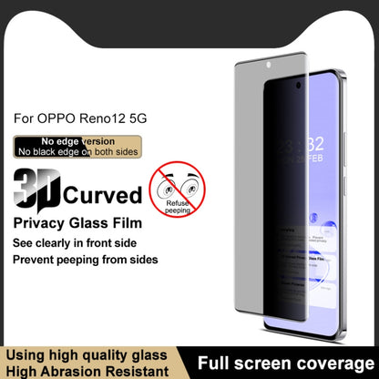 For OPPO Reno12 Global imak 3D Curved Privacy Full Screen Tempered Glass Film - Reno12 Tempered Glass by imak | Online Shopping UK | buy2fix