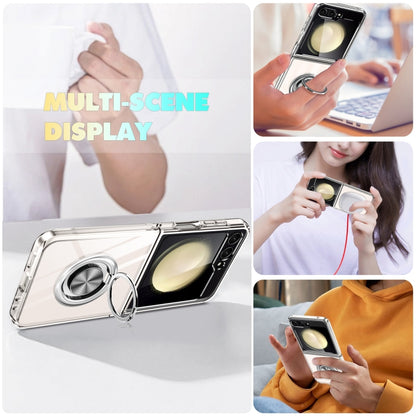 For Samsung Galaxy Z Flip5 5G MagSafe Transparent PC Folding Phone Case with Ring Holder - Galaxy Z Flip5 Cases by buy2fix | Online Shopping UK | buy2fix