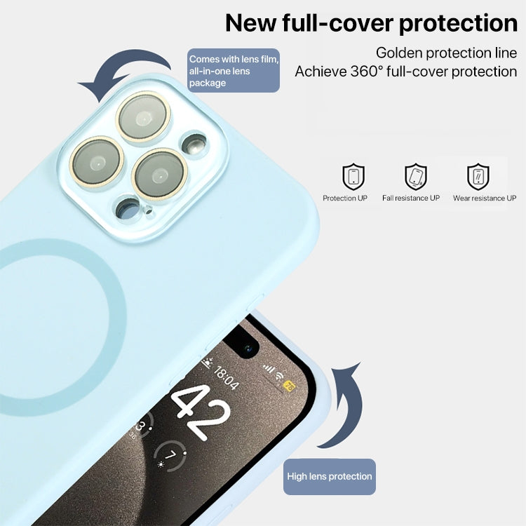 For iPhone 13 MagSafe Liquid Silicone Full Coverage Phone Case with Lens Film(White) - iPhone 13 Cases by buy2fix | Online Shopping UK | buy2fix