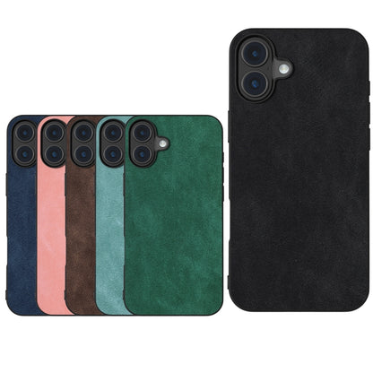 For iPhone 16 Black Frame PU Leather Full Coverage Phone Case(Coffee) - iPhone 16 Cases by buy2fix | Online Shopping UK | buy2fix