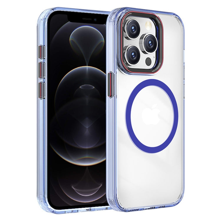 For iPhone 12 Pro Crystal TPU Hybrid PC MagSafe Phone Case(Transparent Blue) - iPhone 12 Pro Max Cases by buy2fix | Online Shopping UK | buy2fix