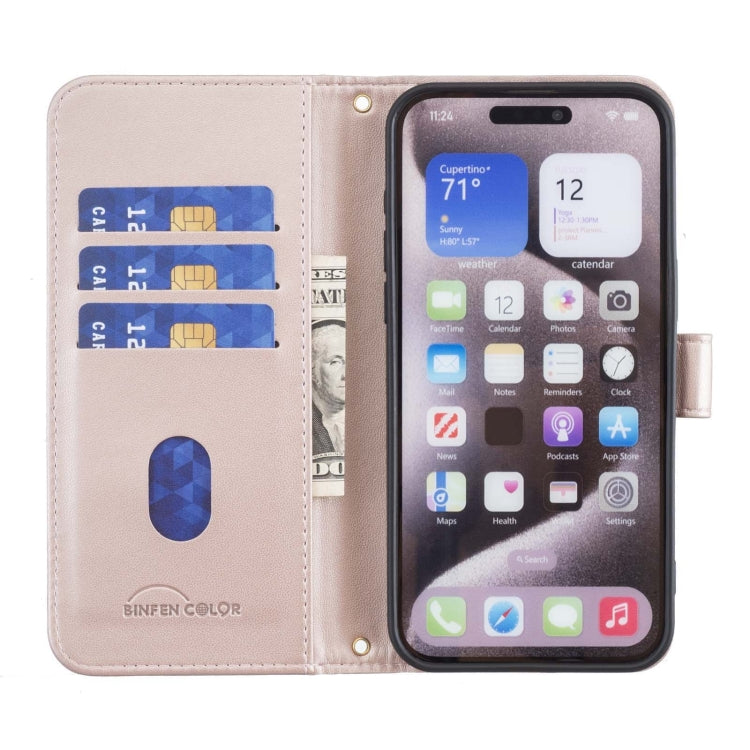 For iPhone 16 Pro Square Texture Leather Phone Case(Rose Gold) - iPhone 16 Pro Cases by buy2fix | Online Shopping UK | buy2fix