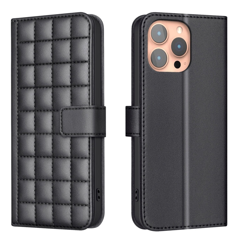 For iPhone 16 Pro Square Texture Leather Phone Case(Black) - iPhone 16 Pro Cases by buy2fix | Online Shopping UK | buy2fix