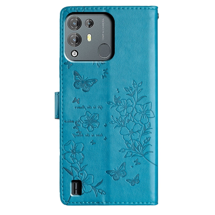 For Blackview A55 Pro Butterflies and Flowers Leather Phone Case(Blue) - More Brand by buy2fix | Online Shopping UK | buy2fix