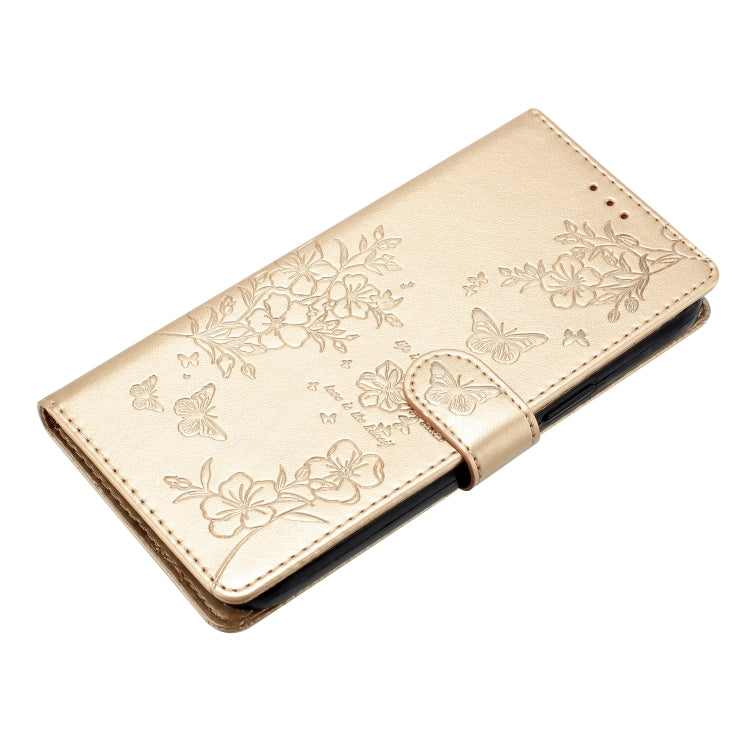 For Blackview A53 / A53 Pro Butterflies and Flowers Leather Phone Case(Gold) - More Brand by buy2fix | Online Shopping UK | buy2fix