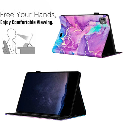 For iPad Pro 11 2024 Marble Litchi Leather Smart Tablet Case(Purple) - iPad Pro 11 2024 Cases by buy2fix | Online Shopping UK | buy2fix