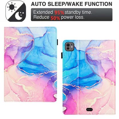 For iPad Pro 11 2024 Marble Litchi Leather Smart Tablet Case(Pink Blue) - iPad Pro 11 2024 Cases by buy2fix | Online Shopping UK | buy2fix