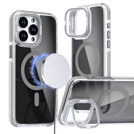 For iPhone 16 Pro Max Magsafe Dual-Color Transparent Black Lens Holder Phone Case(Gray) - iPhone 16 Pro Max Cases by buy2fix | Online Shopping UK | buy2fix