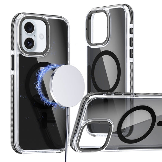 For iPhone 16 Plus Magsafe Dual-Color Transparent Black Full Coverage Phone Case(Black) - iPhone 16 Plus Cases by buy2fix | Online Shopping UK | buy2fix