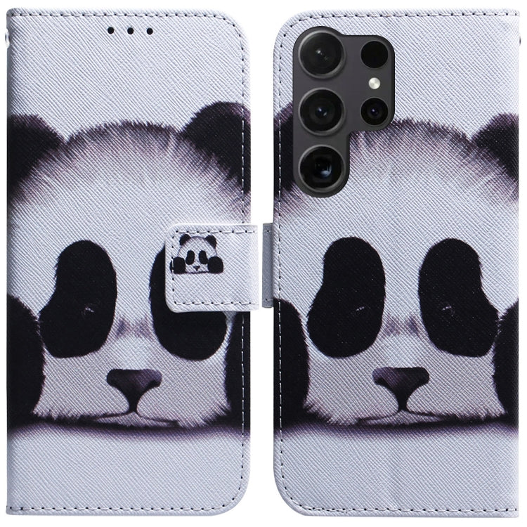 For Samsung Galaxy S25 Ultra 5G Coloured Drawing Flip Leather Phone Case(Panda) - Galaxy S25 Ultra 5G Cases by buy2fix | Online Shopping UK | buy2fix