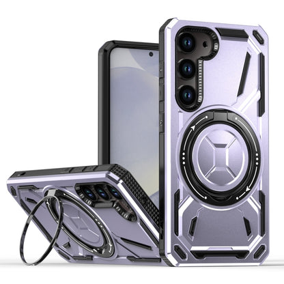 For Samsung Galaxy S24 5G Armor II Series MagSafe Magnetic Holder Phone Case(Light Purple) - Galaxy S24 5G Cases by buy2fix | Online Shopping UK | buy2fix