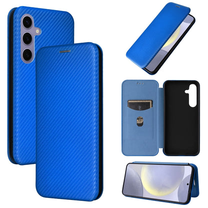 For Samsung Galaxy S25+ 5G Carbon Fiber Texture Flip Leather Phone Case(Blue) - Galaxy S25+ 5G Cases by buy2fix | Online Shopping UK | buy2fix