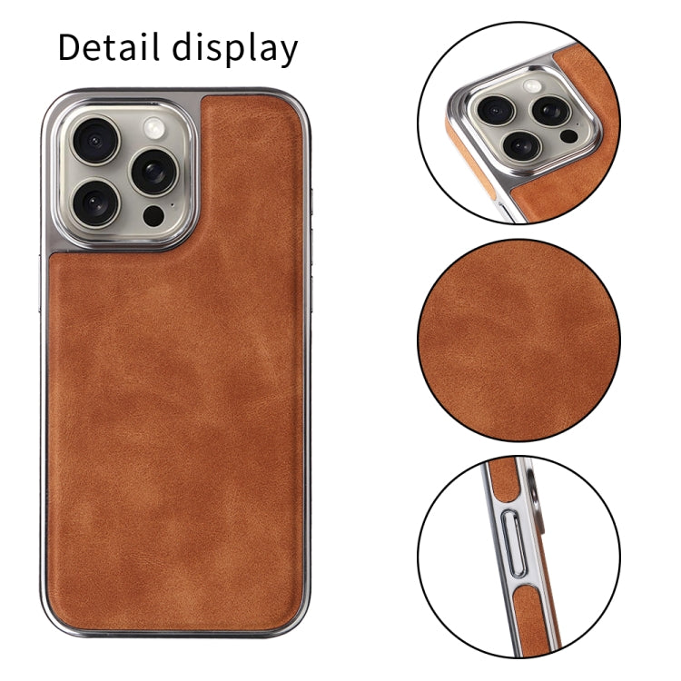 For iPhone 16 Pro Electroplated Side PU Hybrid TPU MagSafe Phone Case(Brown) - iPhone 16 Pro Cases by buy2fix | Online Shopping UK | buy2fix