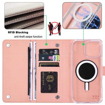 For iPhone 13 ViLi GHB-C Series RFID MagSafe Magnetic Flip Leather Phone Case(Pink) - iPhone 13 Cases by ViLi | Online Shopping UK | buy2fix