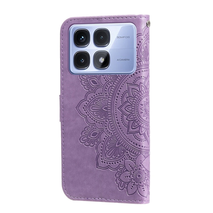 For Redmi K70 Ultra Seven-petal Flowers Embossing Leather Phone Case(Light Purple) - Xiaomi Cases by buy2fix | Online Shopping UK | buy2fix