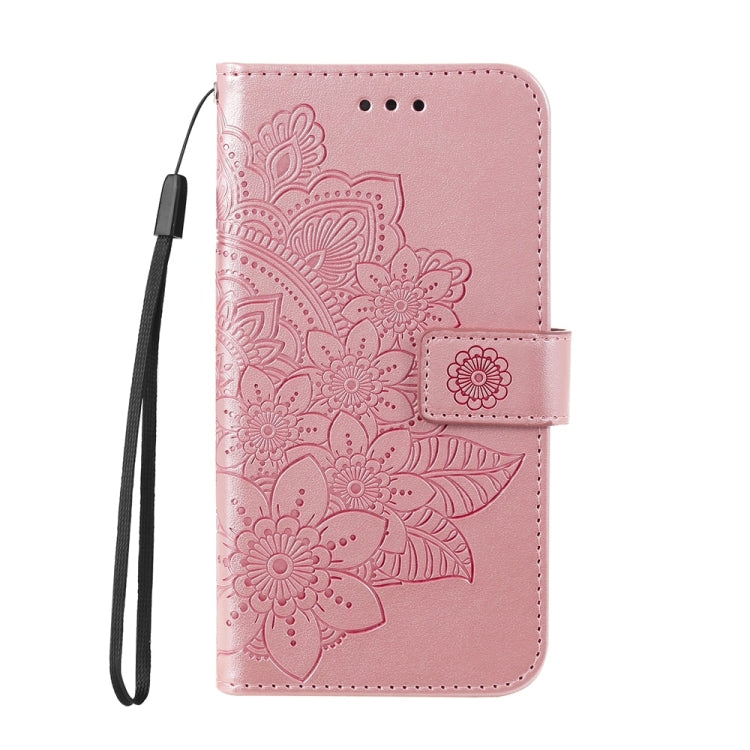 For Samsung Galaxy S25 5G Seven-petal Flowers Embossing Leather Phone Case(Rose Gold) - Galaxy S25 5G Cases by buy2fix | Online Shopping UK | buy2fix