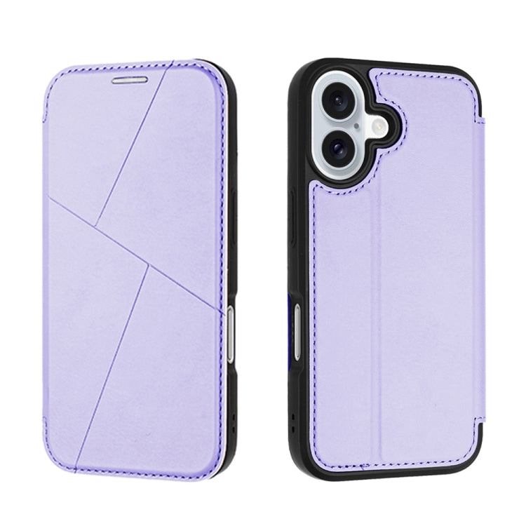 For iPhone 16 Plus Magnetic Armor Series RFID Card Slots Leather Phone Case(Purple) - iPhone 16 Plus Cases by buy2fix | Online Shopping UK | buy2fix