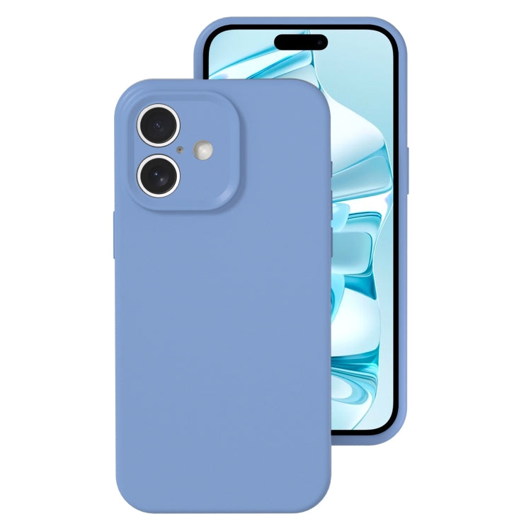 For iPhone 16 Precise Hole Liquid Silicone Jelly Color Full Coverage Phone Case(Thin Fog Blue) - iPhone 16 Cases by buy2fix | Online Shopping UK | buy2fix