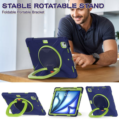 For iPad Air 13 2024 Silicone Hybrid PC Tablet Case with Holder & Shoulder Strap(Navy Blue Lime) - iPad Air 13 2024 Cases by buy2fix | Online Shopping UK | buy2fix