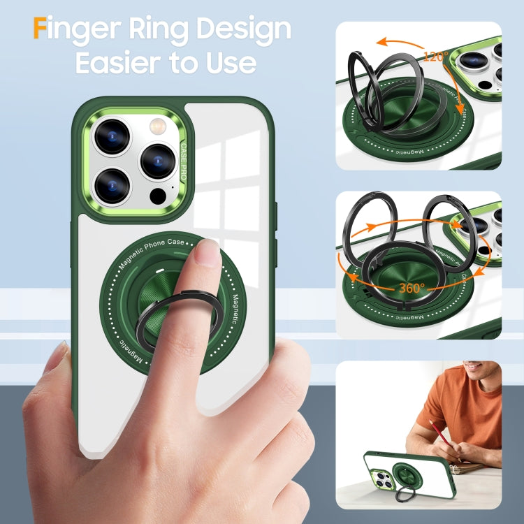 For iPhone 16 Pro Max Magnetic Rotating Ring Holder Phone Case(Dark Green) - iPhone 16 Pro Max Cases by buy2fix | Online Shopping UK | buy2fix