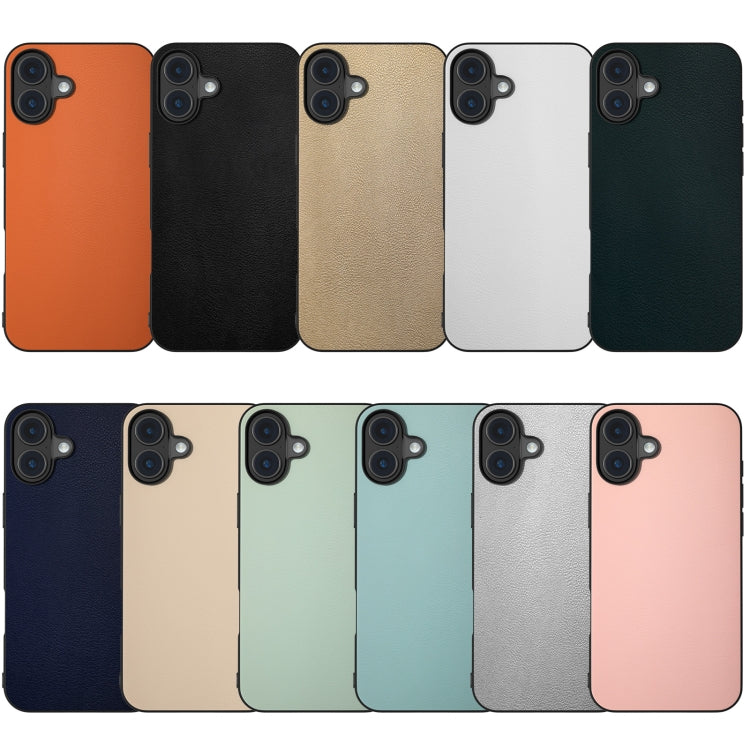 For iPhone 16 PU Leather Black Frame Full Coverage Phone Case(Light Green) - iPhone 16 Cases by buy2fix | Online Shopping UK | buy2fix