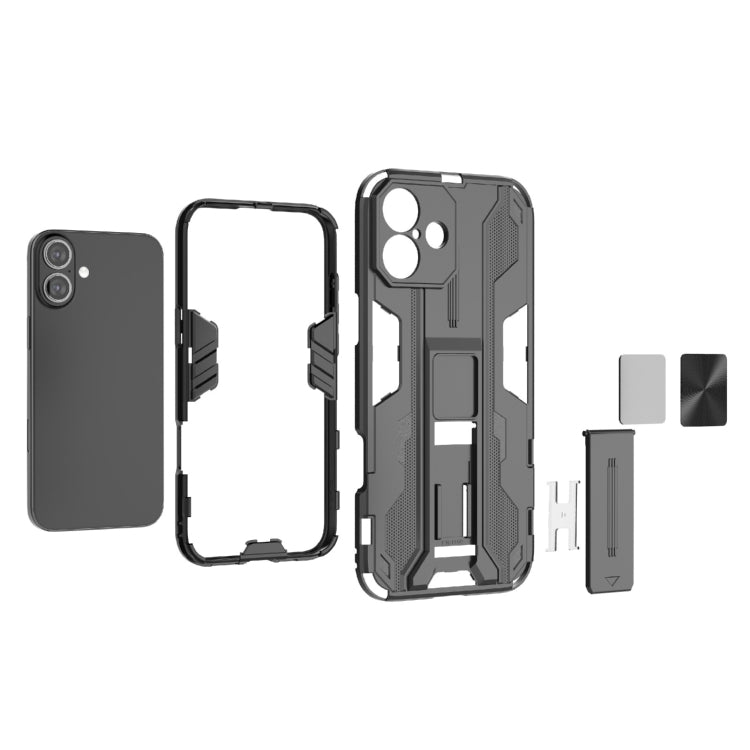 For iPhone 16 Plus Supersonic PC + TPU Holder Phone Case(Black) - iPhone 16 Plus Cases by buy2fix | Online Shopping UK | buy2fix