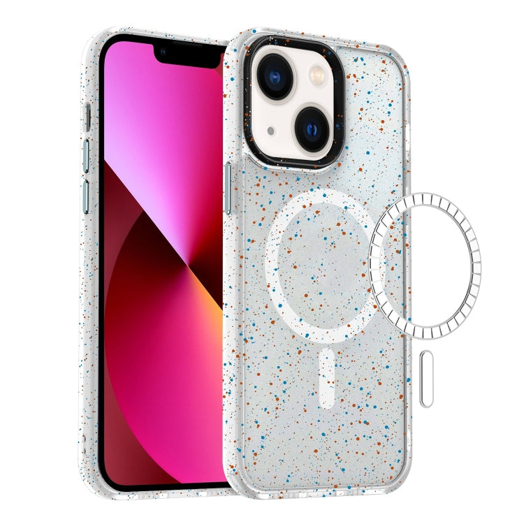 For iPhone 13 Colorful Ink-splash Magsafe PC Hybrid TPU Phone Case(White) - iPhone 13 Cases by buy2fix | Online Shopping UK | buy2fix