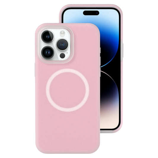 For iPhone 14 Pro Jelly Liquid Silicone MagSafe Magnetic Phone Case(Sand Pink) - iPhone 14 Pro Cases by buy2fix | Online Shopping UK | buy2fix