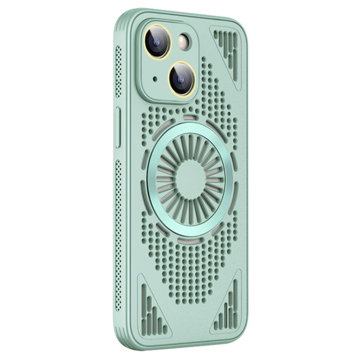 For iPhone 14 Hollow Cooling MagSafe Shockproof Phone Case(Cyan) - iPhone 14 Cases by buy2fix | Online Shopping UK | buy2fix