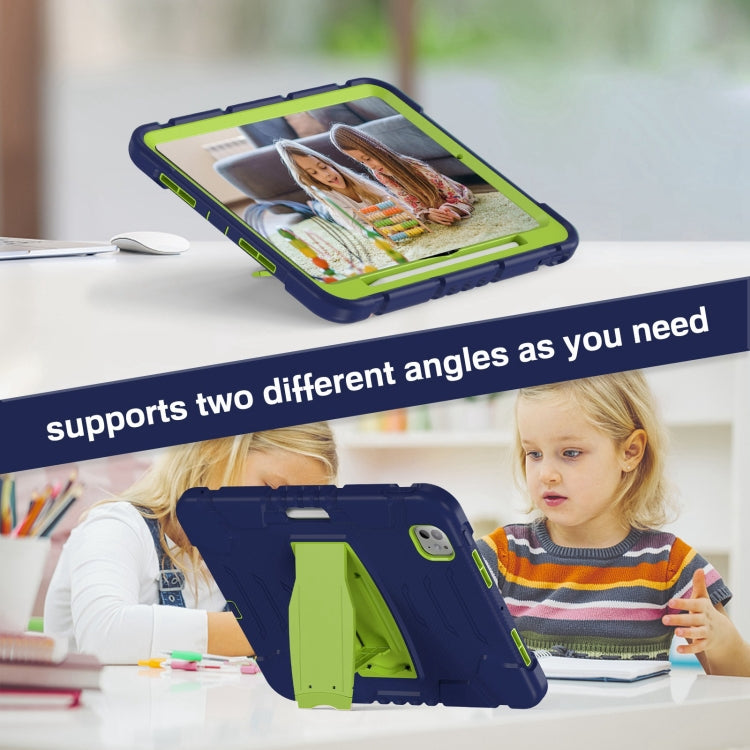 For iPad Pro 11 2024 3-Layer Silicone Hybrid PC Tablet Case(Navy Blue Lime) - iPad Pro 11 2024 Cases by buy2fix | Online Shopping UK | buy2fix