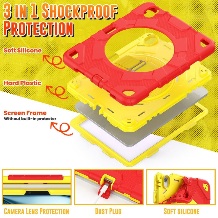 For iPad Air 11 2024 Spider Hand Grip Turntable Stand Tablet Case(Yellow Red) - iPad Air 11 2024 Cases by buy2fix | Online Shopping UK | buy2fix