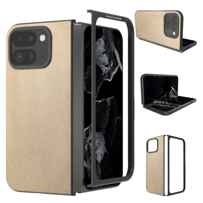 For Google Pixel 9 Pro Fold PU Leather Black Frame Full Coverage Phone Case(Gold) - Google Cases by buy2fix | Online Shopping UK | buy2fix