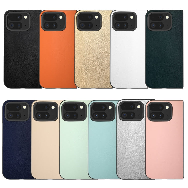 For Google Pixel 9 Pro Fold PU Leather Black Frame Full Coverage Phone Case(Light Green) - Google Cases by buy2fix | Online Shopping UK | buy2fix