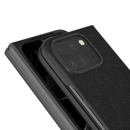 For Google Pixel 9 Pro Fold ABEEL Genuine Leather Luolai Series Phone Case(Black) - Google Cases by buy2fix | Online Shopping UK | buy2fix